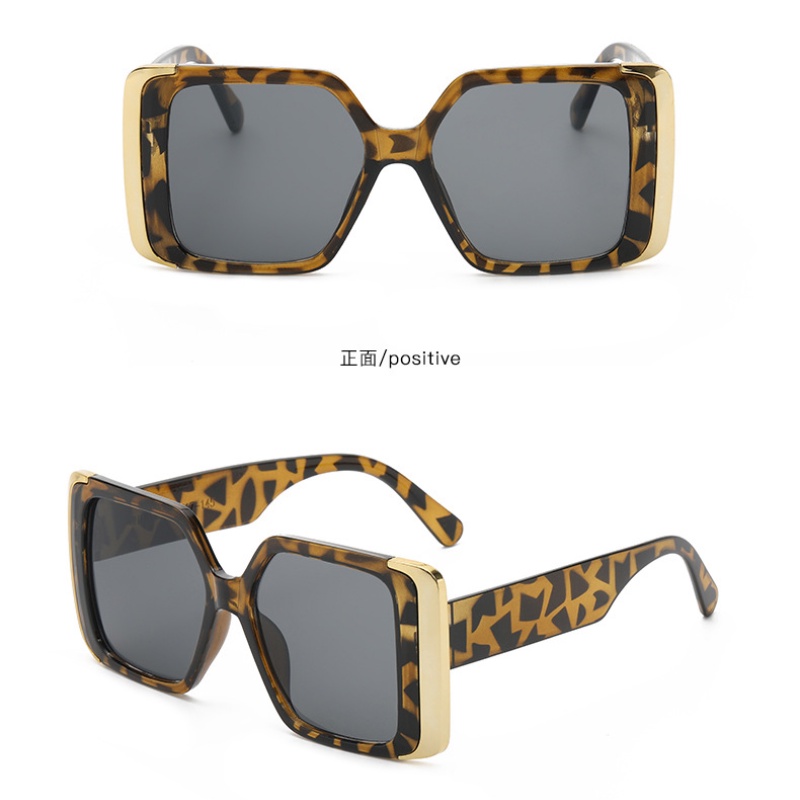 Kacamata Hitam Wanita Model Simple Frame Kotak Warna Emas Untuk Outdoor