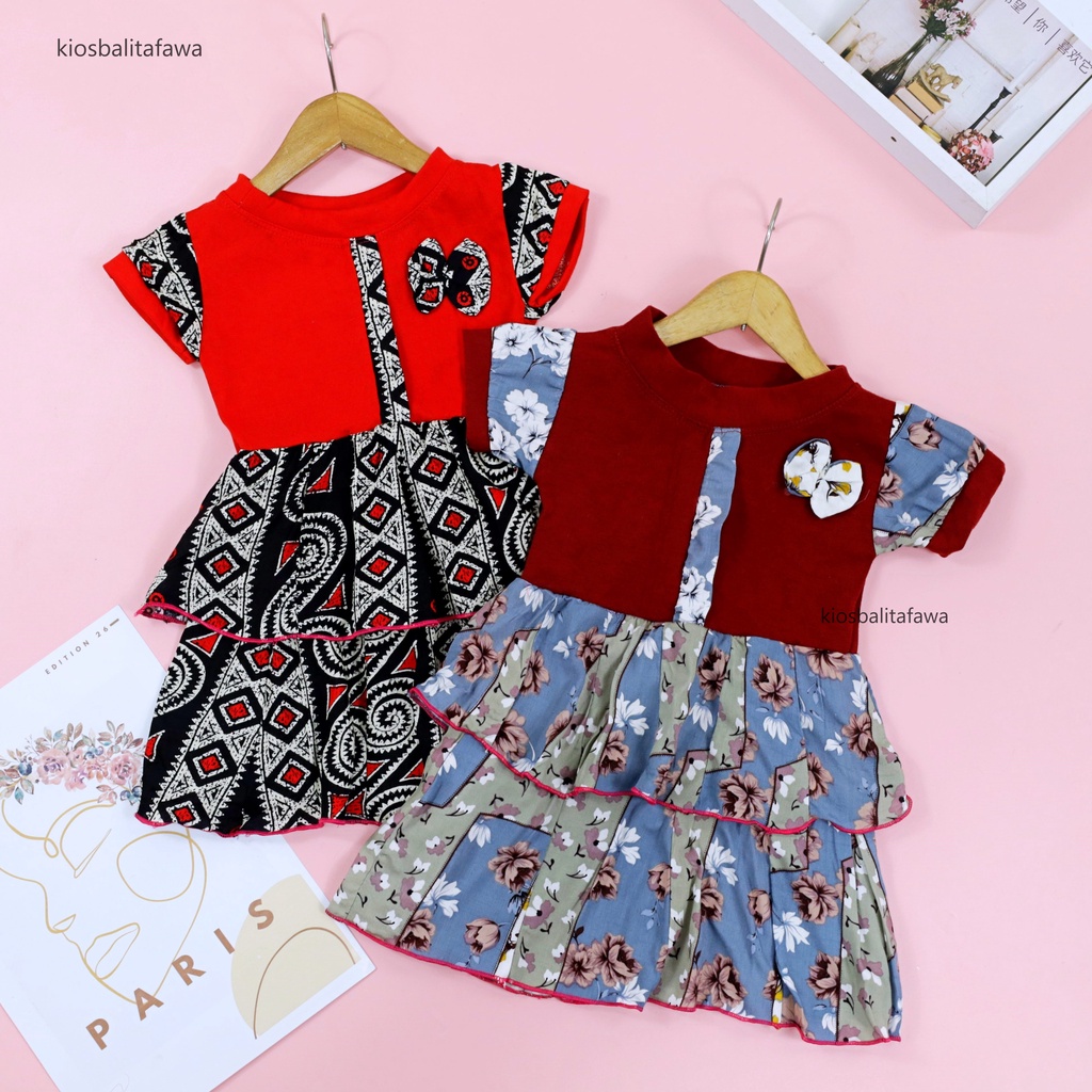 Dress Emma Lengan uk 1-4 Tahun - Dres Anak Perempuan Lengan Pita Baju Harian Cewek Pesta Murah