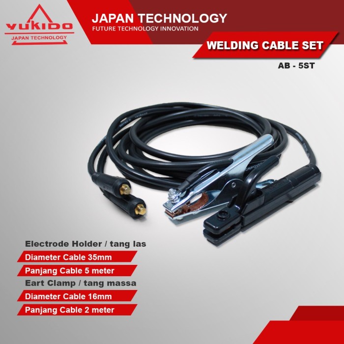 Welding Cable Mesin Las 35mm Set Tang Las 200A 5Meter + Tang Masa 300A 16mm panjang  2M