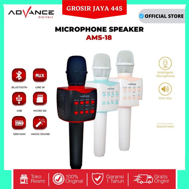 mic bluetooth karaoke advance ams 18 ams18