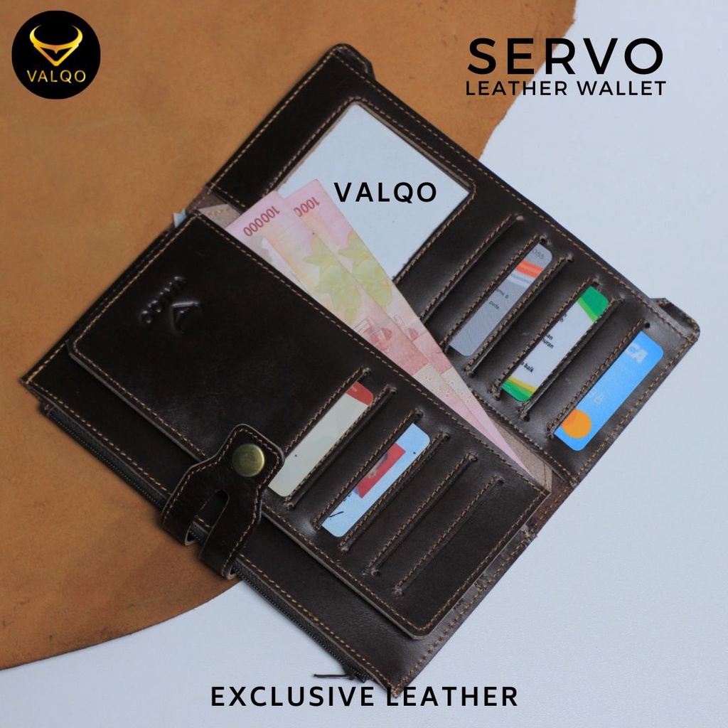 [VALQO] Dompet SERVO Kulit Sapi untuk Pria Wanita Kartu Koin Bisa COD