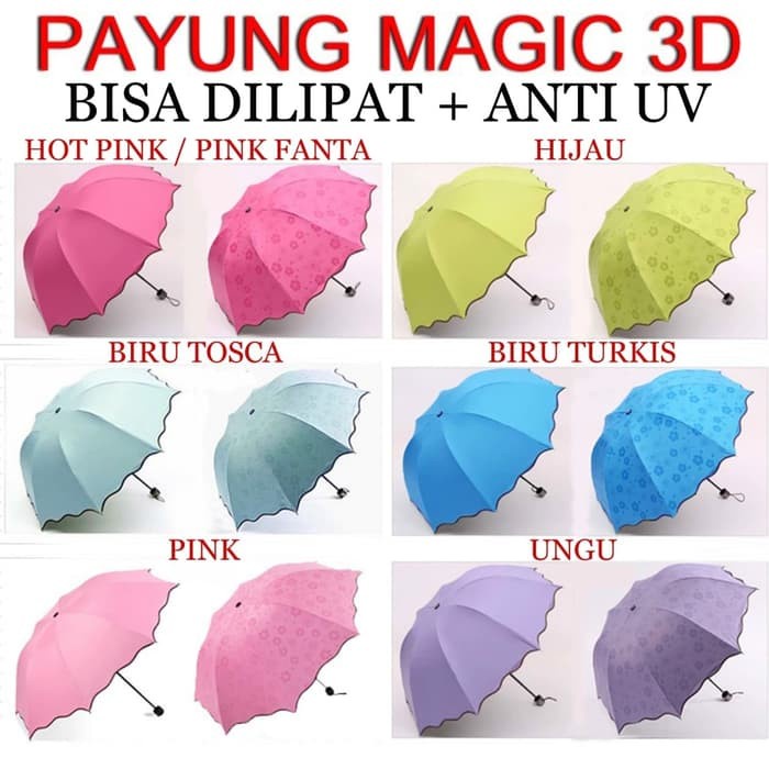 Payung Lipat Magic 3D - Payung Hujan Motif yang Muncul ketika Basah - Payung 3D - YS Shop
