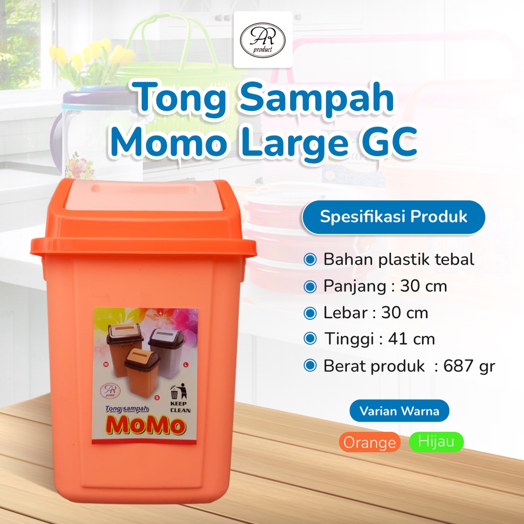 Jual Tong Sampah Momo Large Gc Tempat Sampah Kotak Sampah Kamar Dapur Serbaguna Dengan Tutup 6761