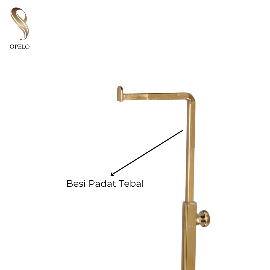 DISPLAY TAS PREMIUM GANTUNGAN TAS STAINLESS STEEL GOLD KOTAK