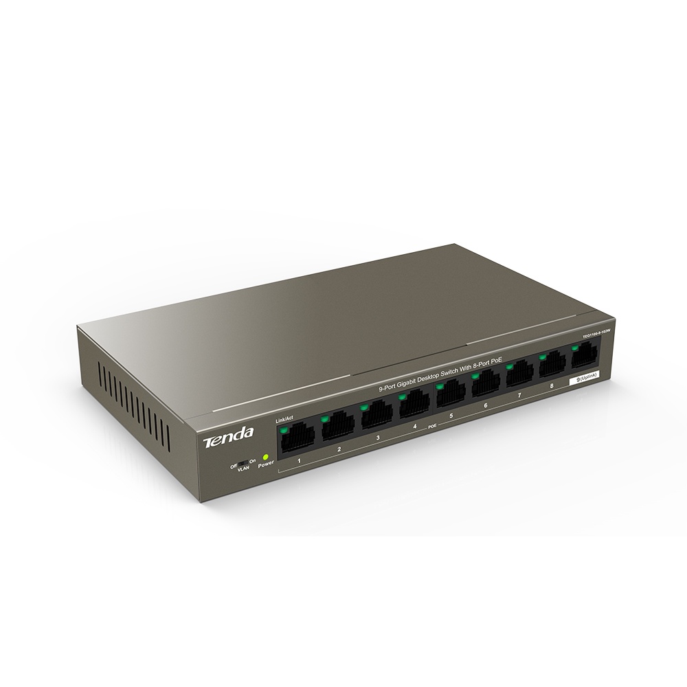 TENDA TEG1109P-8-102W 9-Port Gigabit Desktop Switch with 8-Port PoE