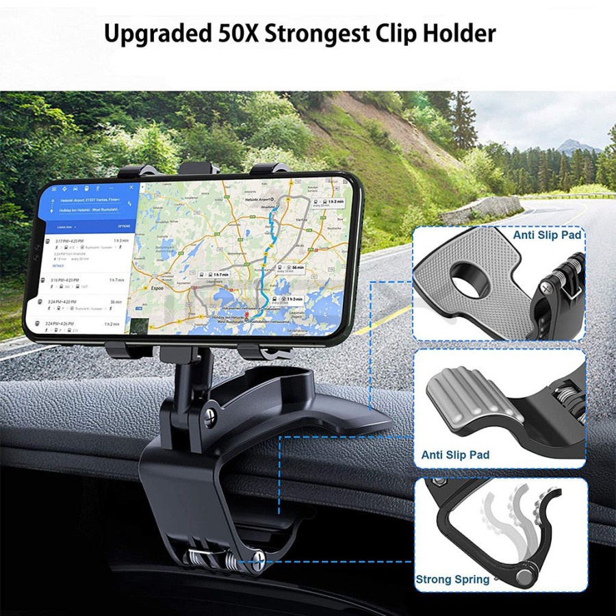 Holder hp mobil jepit dashboard car universal 360 derajat.