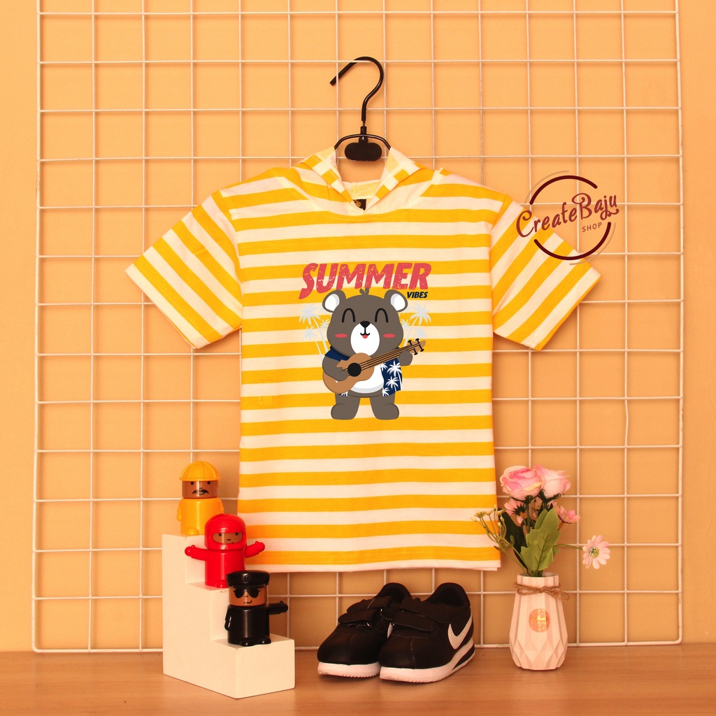 KAOS ATASAN HOODIE ANAK SALUR SUMMER VIBES BAJU ATASAN ANAK 1-7 TAHUN