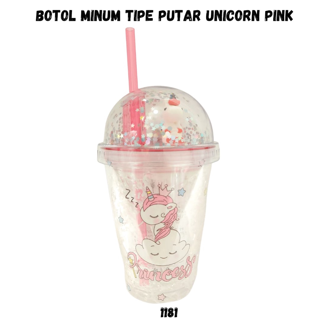 Tumbler Unicorn Blink / Gelas Karakter anak gliter Unicorn