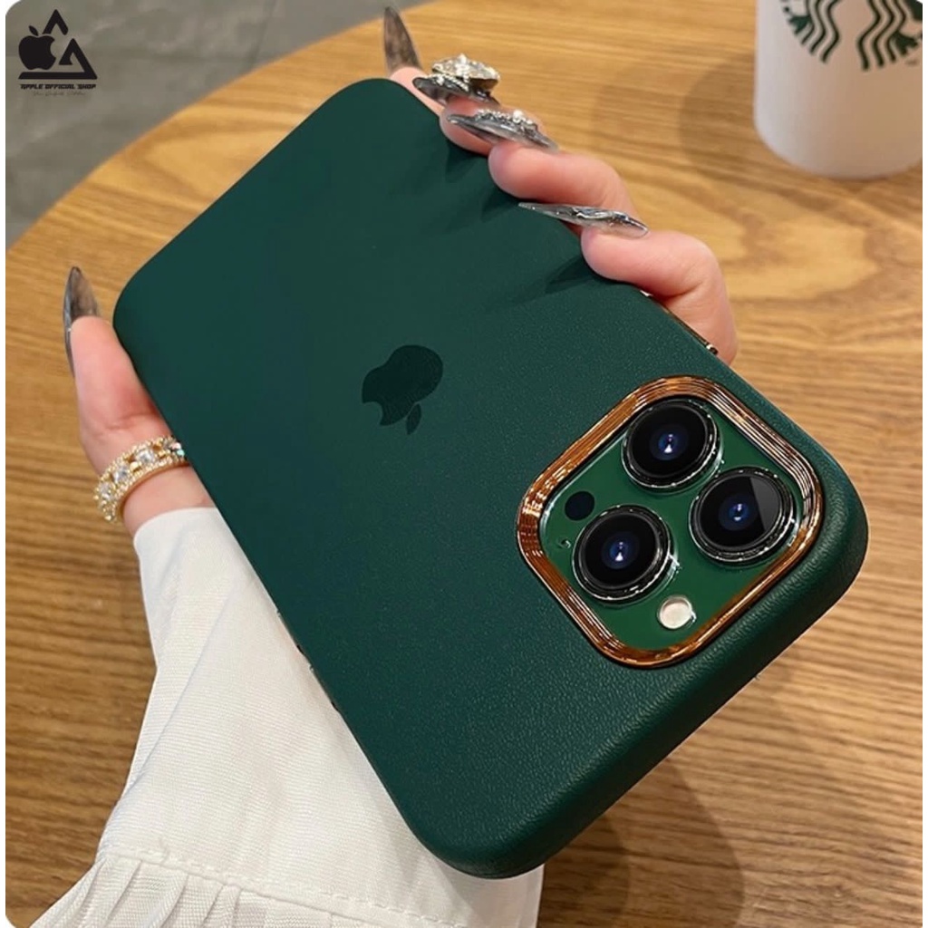 PREMIUM Leather Case Chrome iPhone 12 PRO MAX Mini 11 PRO MAX XR X XS MAX 7 7+ 8 8+ SE 2 Softcase Krom Kulit Logo Apple Silikon Cover Bukan Hardcase