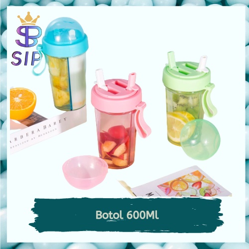 Botol Minum Dua Sisi Sedotan 600ml BZ-232 - Duet Couple Bottle Viral