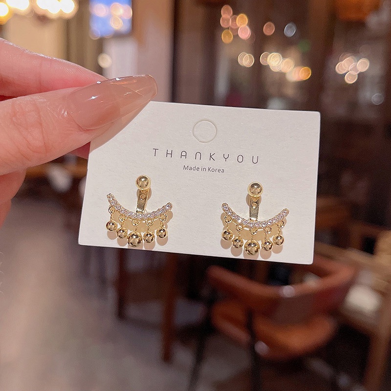 Anting Tusuk Gantung Bahan Sterling Silver 925 Desain Kacangrumbai Gaya Mewah Untuk Wanita