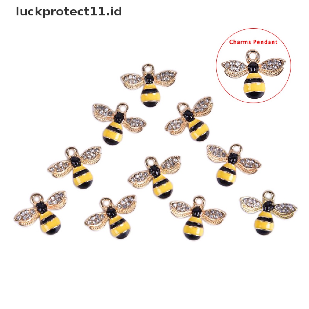 10pcs / Set Liontin Enamel Kristal Honeybee Ch Untuk Membuat Perhiasan