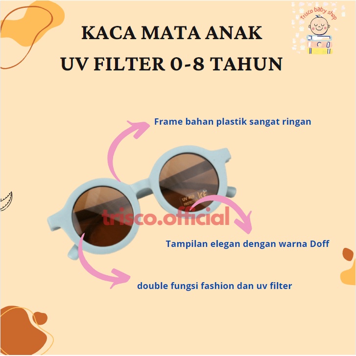 Kaca Mata Anak Fashion 0-8 tahun UV Filter Unik dan Elegan