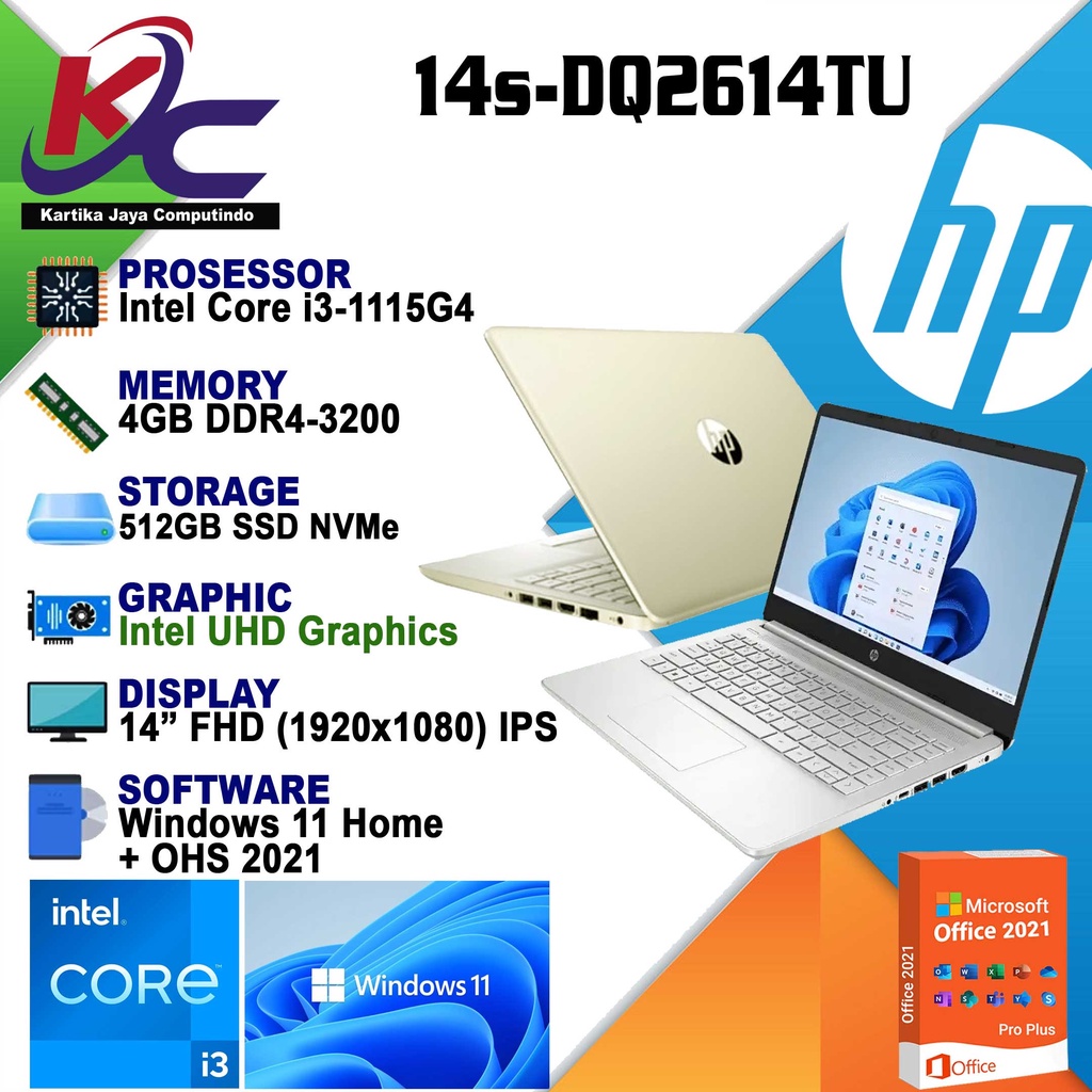 Jual Hp 14s Dq2614tu Intel Core I3 1115g4 4gb 512gb W11ohs Shopee Indonesia 7075