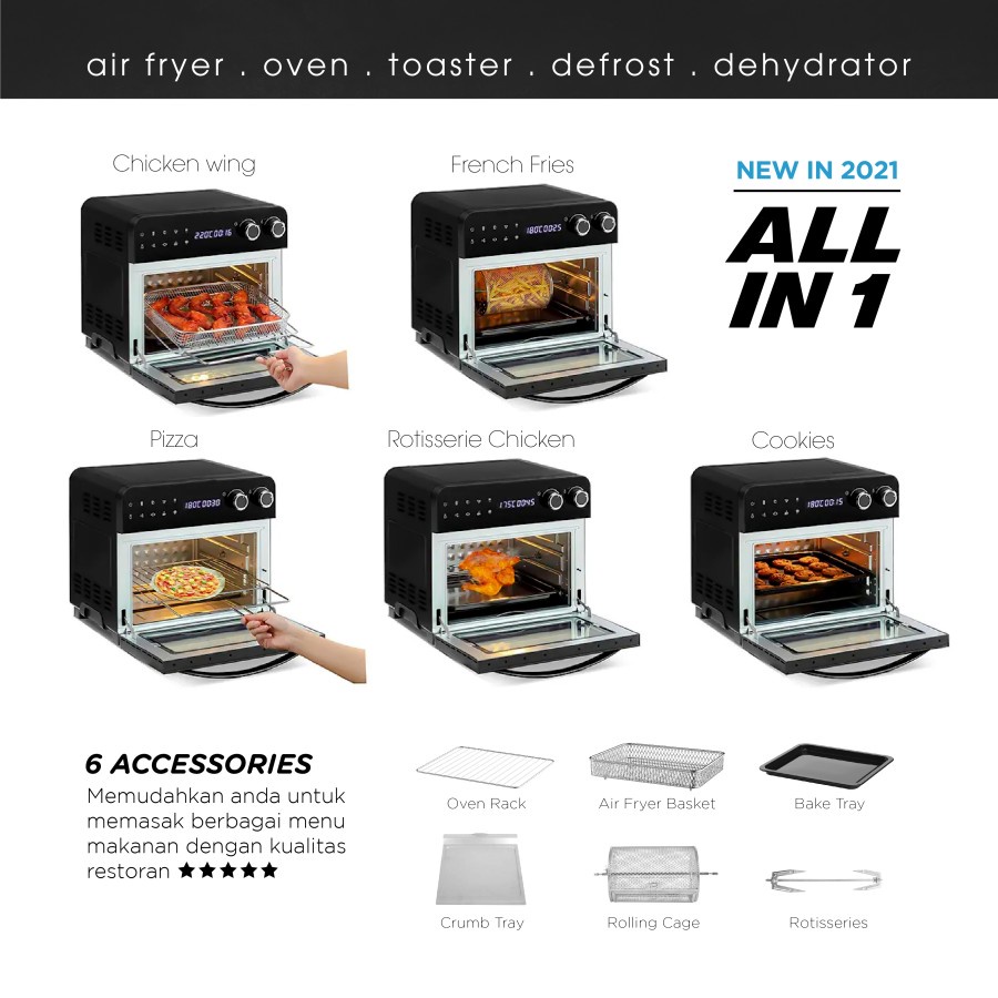 Air Fryer Oven Oxynic Full Touchscreen Capacity 23L Garansi 2 Tahun