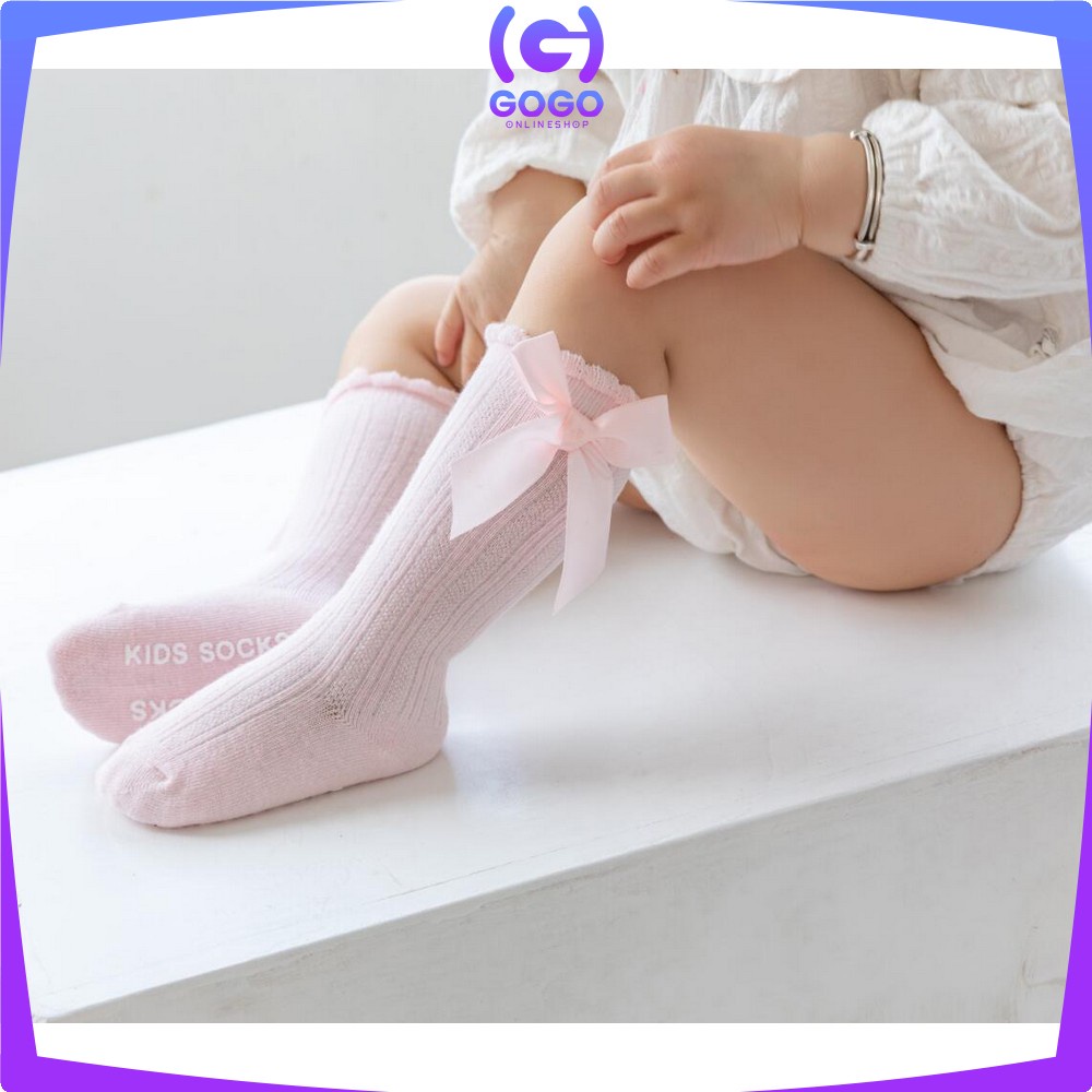 GOGO-P89 Kaos Kaki Anak Perempuan Panjang Pita Anti Slip Kaos Kaki Anak Cewek Antislip Kids Sock