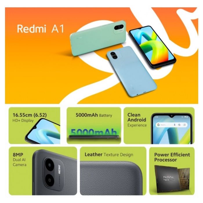 Xiaomi Redmi A1 MediaTek Helio A22 HD+ 6,52&quot; 5000mAh