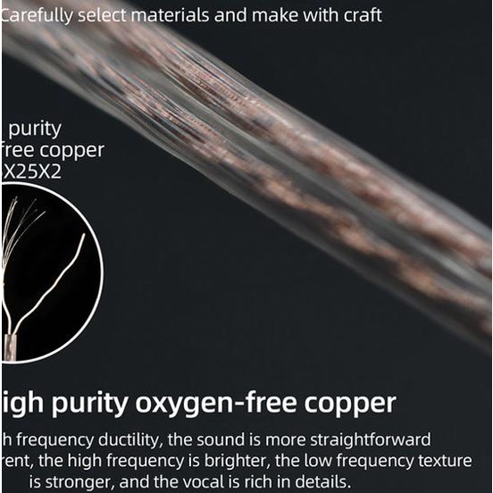 KZ Kabel Cable OFC Flat with Mic Upgrade KZ Type C ZEX ZSN PRO X DQ6 - Brown OFC Pin C
