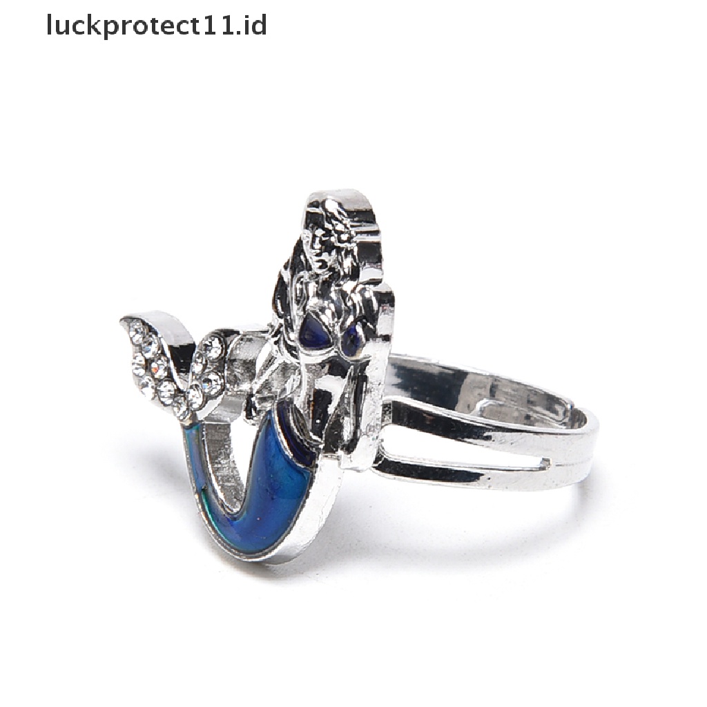 Cincin Adjustable Desain Ekor Mermaid Dapat Berubah Warna Sesuai Emosi Untuk Hadiah