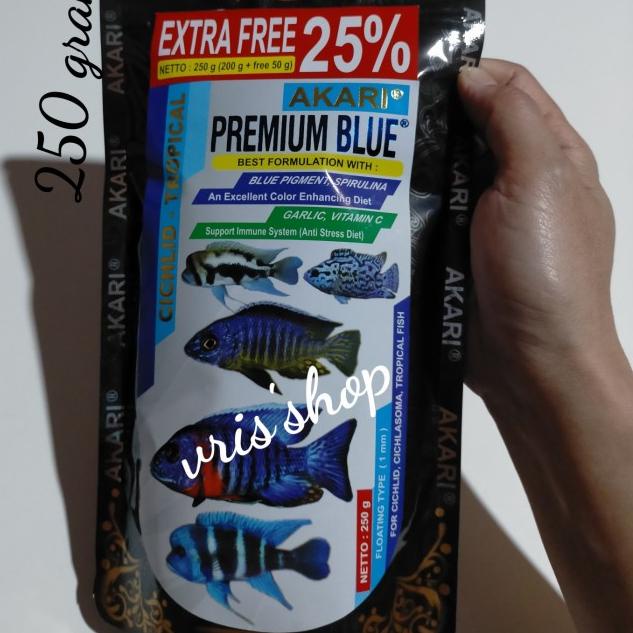 Akari premium blue ciklid 250 gram pakan ikan ciklid