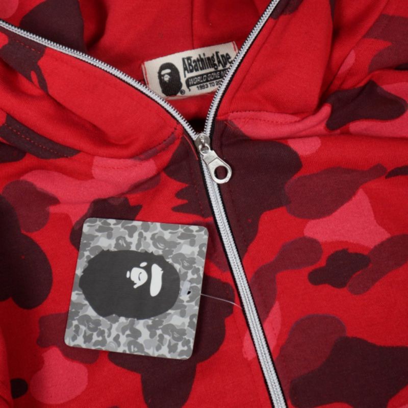 SWEATER HOODIE ZIPPER BAPE WGM CAMO WHITE/RED/PURPLE FULLTAG &amp; LEBEL