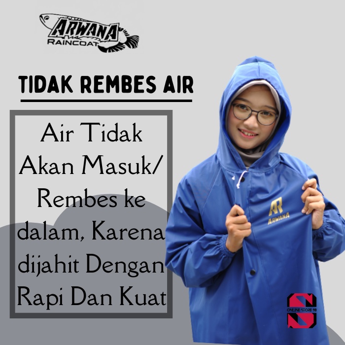 Jas Hujan Mantol Mantel Jaket Arwana Bahan Full Karet PVC tebal Kuat Dan Elastis Anti Rembes Garansi Original