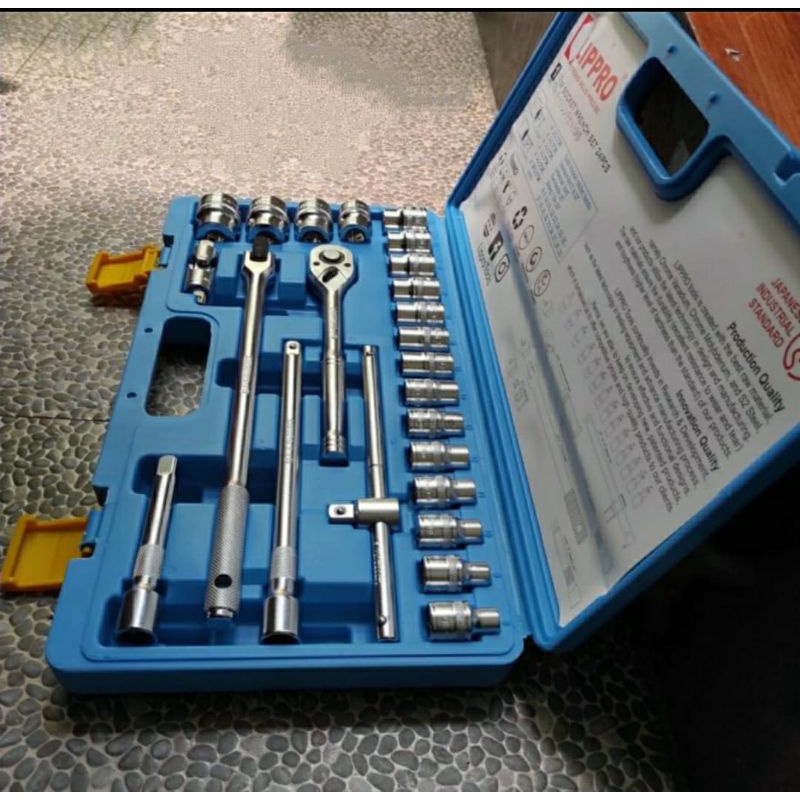 KUNCI SHOCK SET 24 PCS LIPPRO ORIGINAL JAPAN SOCKET WRENCH SET 1/2"