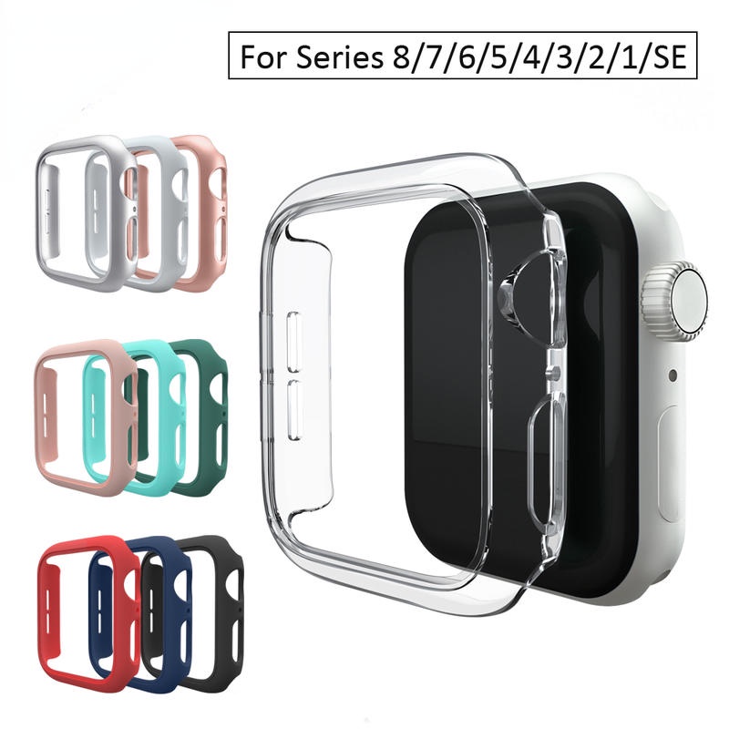 Case Bumper Pelindung Bahan PC Untuk Apple Watch Seri 8 7 6 5 4 3 2 1 SE2 49mm 45mm 41mm 42mm 40mm 38mm