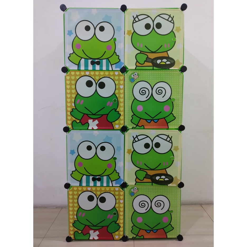 LEMARI BAJU PLASTIK 8 KOTAK / RAK LEMARI SUSUN BAJU PAKAIAN ANAK BAYI PORTABLE / LEMARI 2 PINTU 8 KO