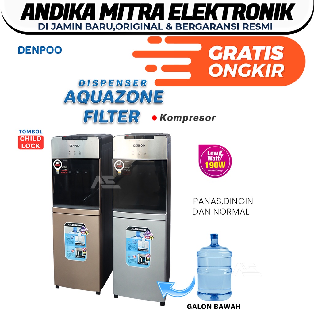 Dispenser Aquazone Filter Lowwatt 190 Watt Terbaru dan Super Hemat Listrik