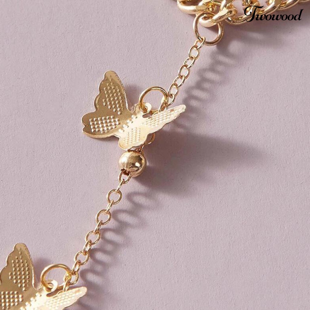 Gelang Cincin Desain Butterfly Adjustable Tahan Lama Gaya Hip hop Untuk Wanita