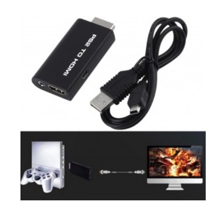 Video Konverter PS2 ke HDMI dengan 3.5mm Port - G300 - Black