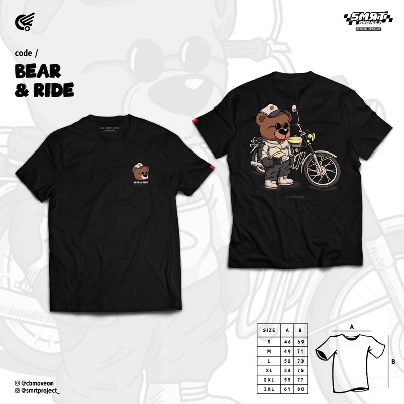 Jual Kaos CB Move On Bear & Ride Free 5 Stiker + Ganci | Shopee Indonesia