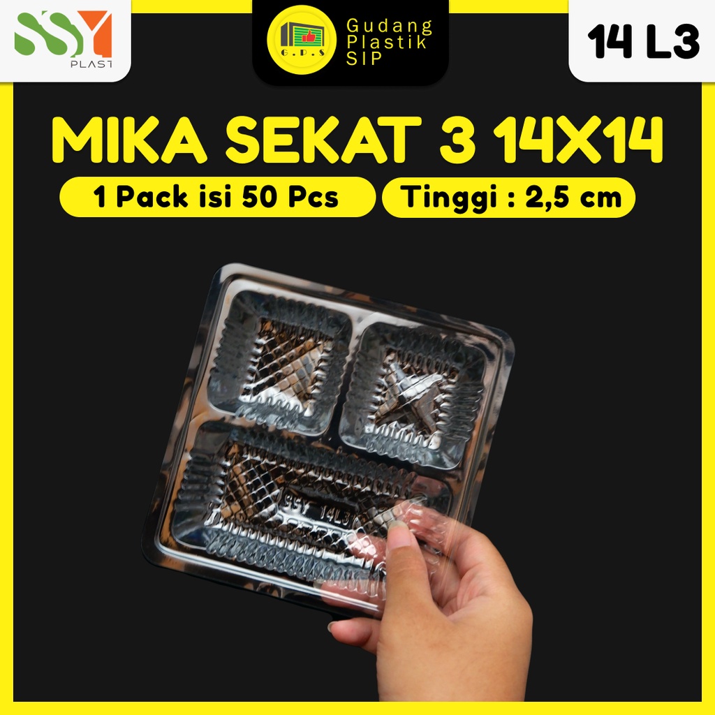 Mika Dus Nasi Sekat 3 Bening UK 14x14 isi 50 pcs