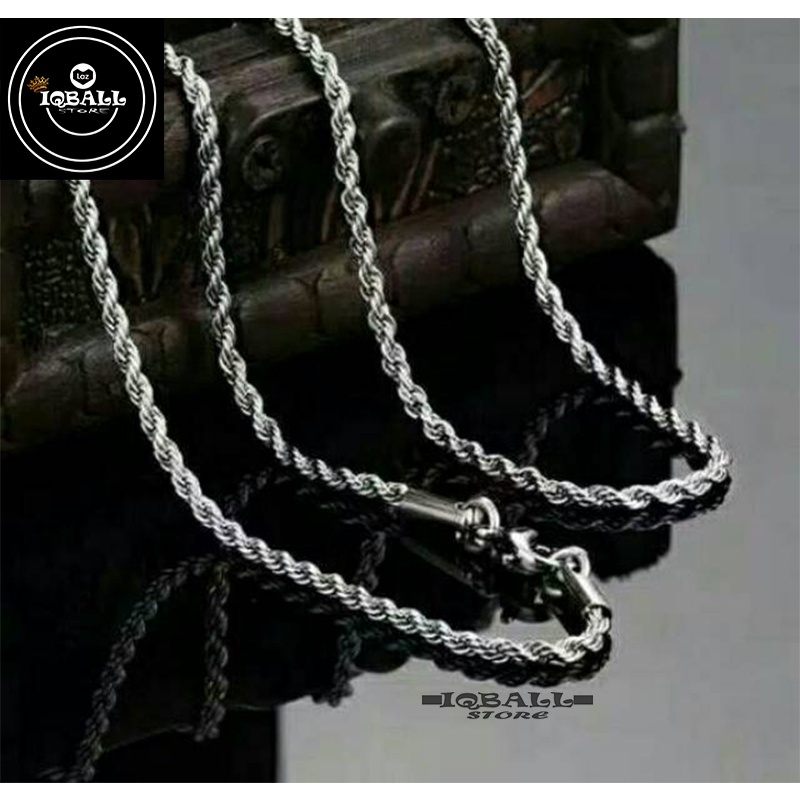 Kalung Pria Dan Wanita Keren - Kalung Titanium Warna Emas dan Perak Titanium Motif Tambang Perhiasan