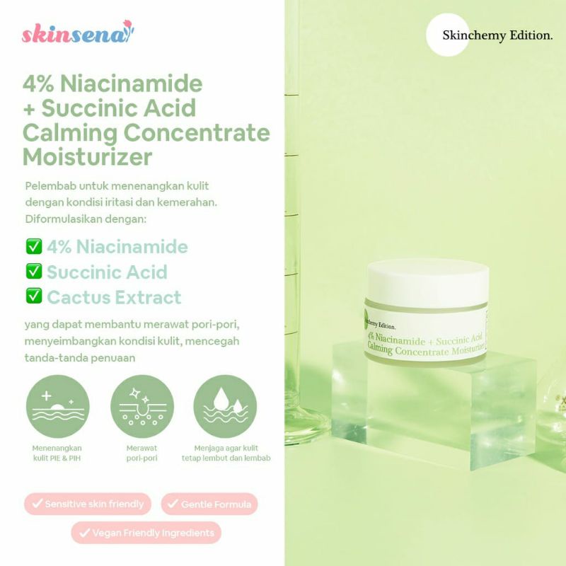(FULLSIZE) SKINSENA Skinchemy 5% Niacinamide + Lactobionic Acid Calming Serum 4% Niacinamide Succinic Acid Calming Concentrate Moisturizer