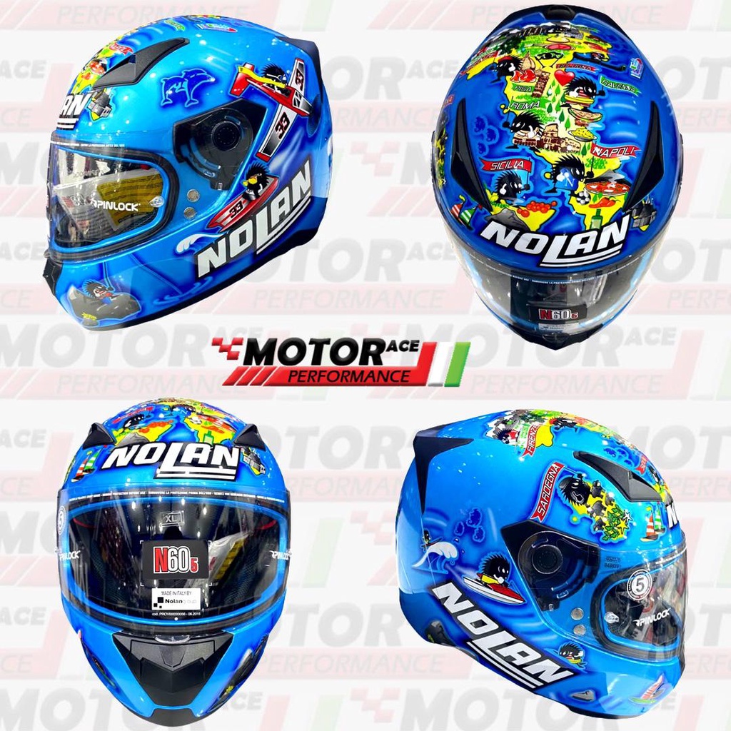 Helm/Helmet NOLAN N60.5 N605 Tipe Melandri Italy Blue Original Nolan SNI - Motorace