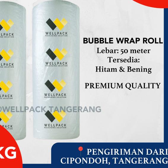 

Bubble Wrap Roll 125cm x 50m Hitam & Bening (Ekonomis) Wellpack MP GMP - Hitam, 2.4KG