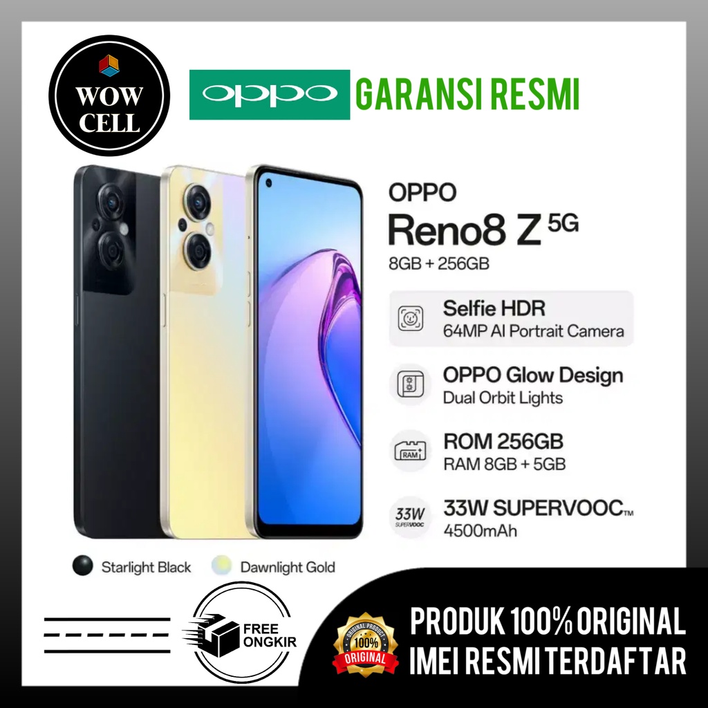 OPPO RENO 8 Z (5G) 8GB+5GB/256GB &amp; OPPO RENO 8 (4G) 8GB+5GB/256GB GARANSI RESMI OPPO 1 TAHUN