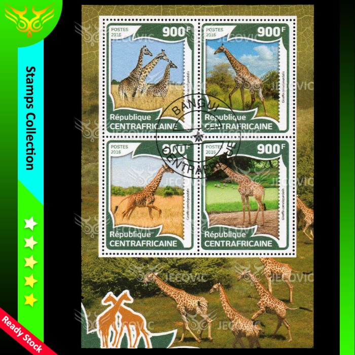

Centra Africa Giraffe 2016, Prangko Souvenir Sheets