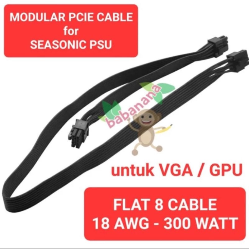 Kabel modular pcie 8 pin to 6+2 for Seasonic PSU gaming power vga psu