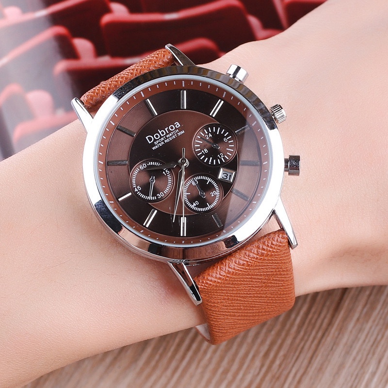 Jam Tangan Pria Anti Air Premium Leather Original Chronos Premium Leather Tebal Tanggal aktif Keren Milenial