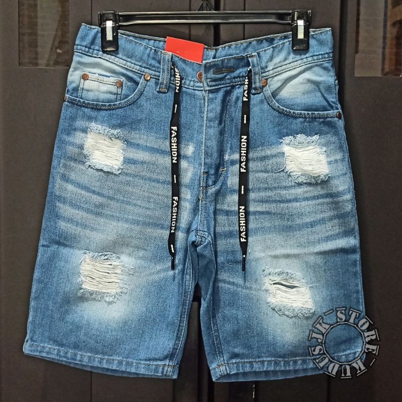 CELANA PENDEK PRIA JEANS ROBEK WISKER