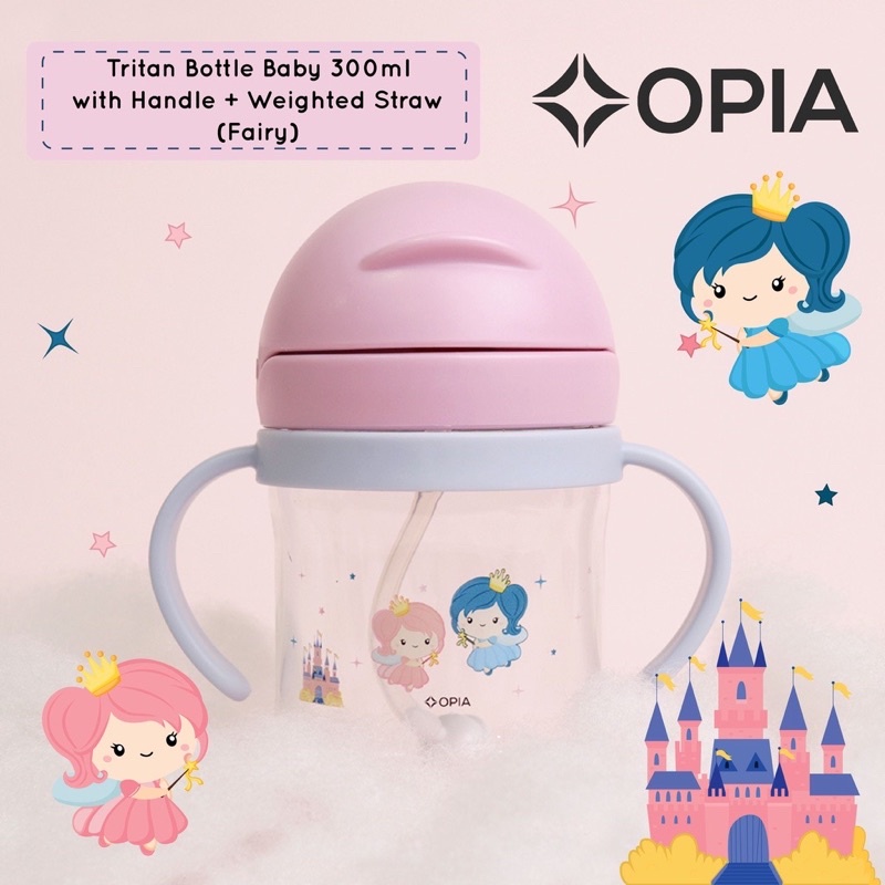 Opia tritan baby bottle 350ml fairytale with weighted straw bottle - botol minum dengan pemberat