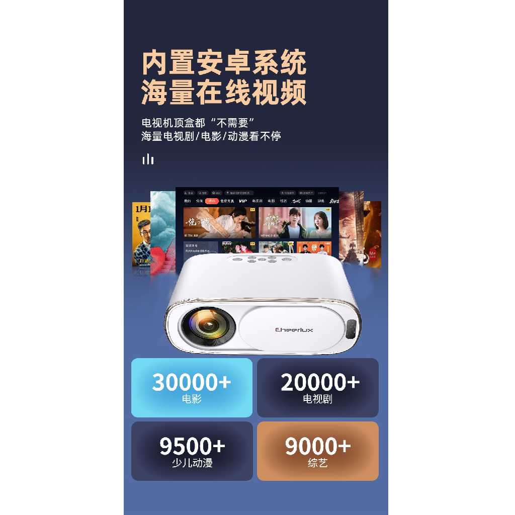 CHEERLUX C16 ANDROID WiFi - Smart Android Projector 1080P 4000 Lumens