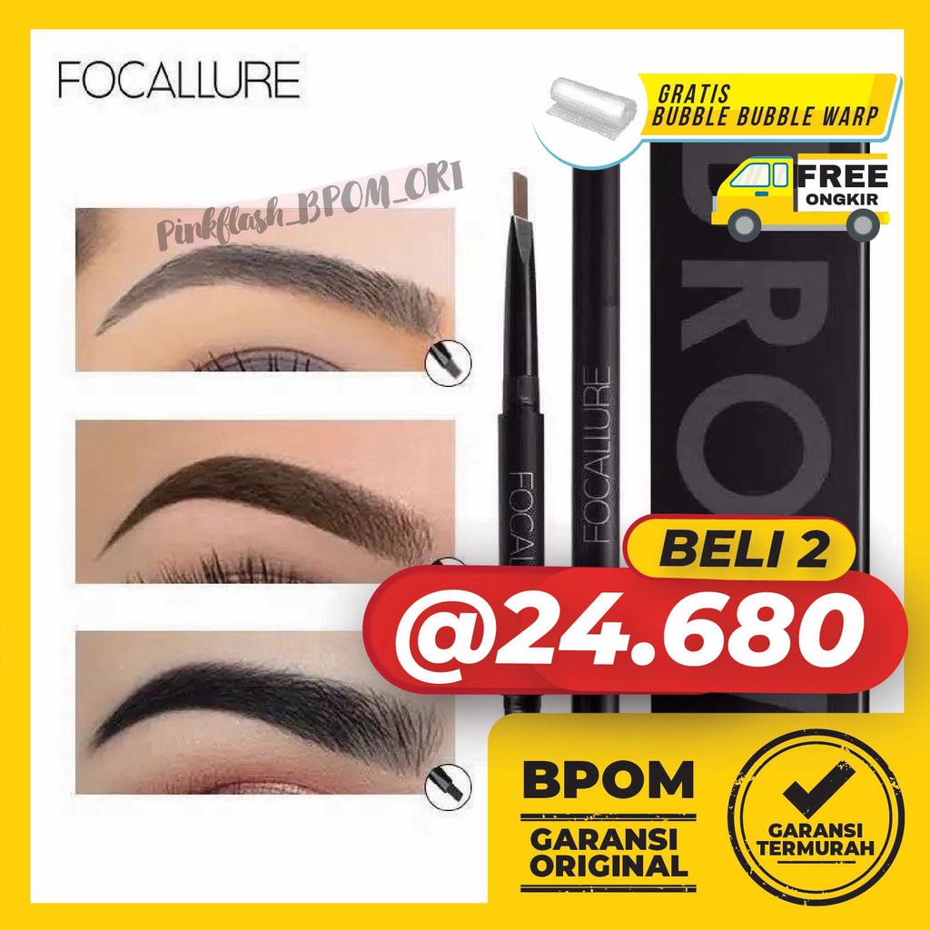 FOCALLURE Eyebrow Pencil Focallure Waterproof Long-Lasting Eyebrow Pencil - 3 Colours Focallure Pensil alis Focallure FA18