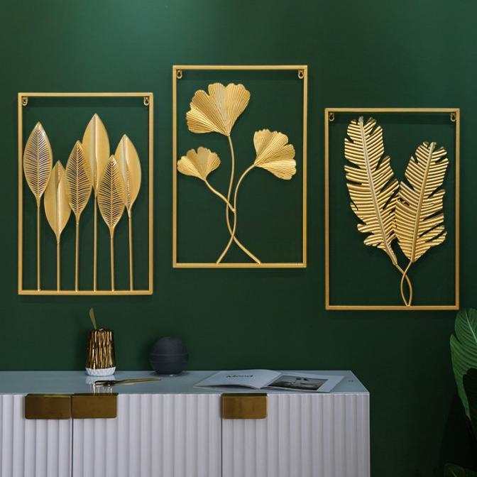 Hiasan Dinding Besi Gold / Wall Decor Leaf Gold