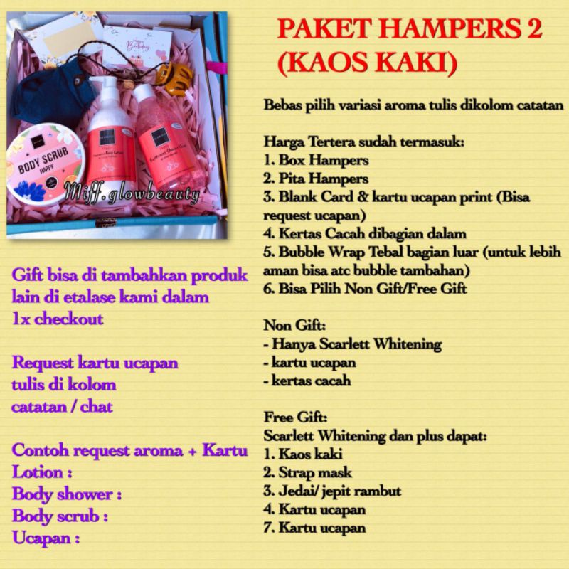 Miffglow - Hampers Scarlett whitening body lotion scarlett body shower kado ulang tahun kado unik kado cewek kado pacar