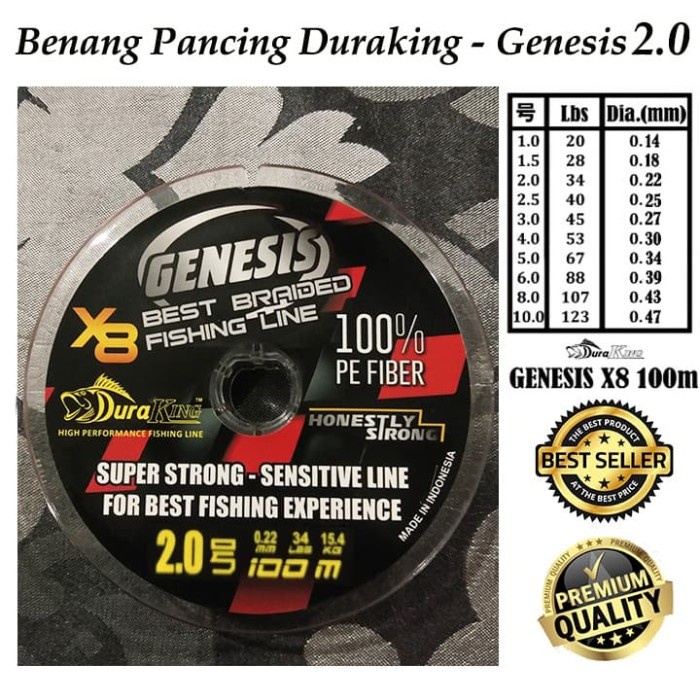 PROMO COD Benang/Senar Pancing Duraking Genesis PE 2.0