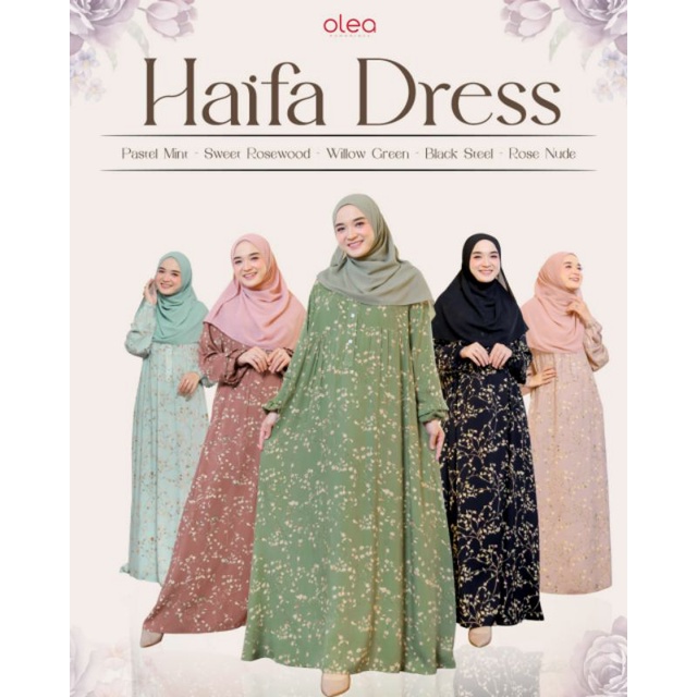 Haifa Dress By D'Olea / gamis kekinian / gamis harian